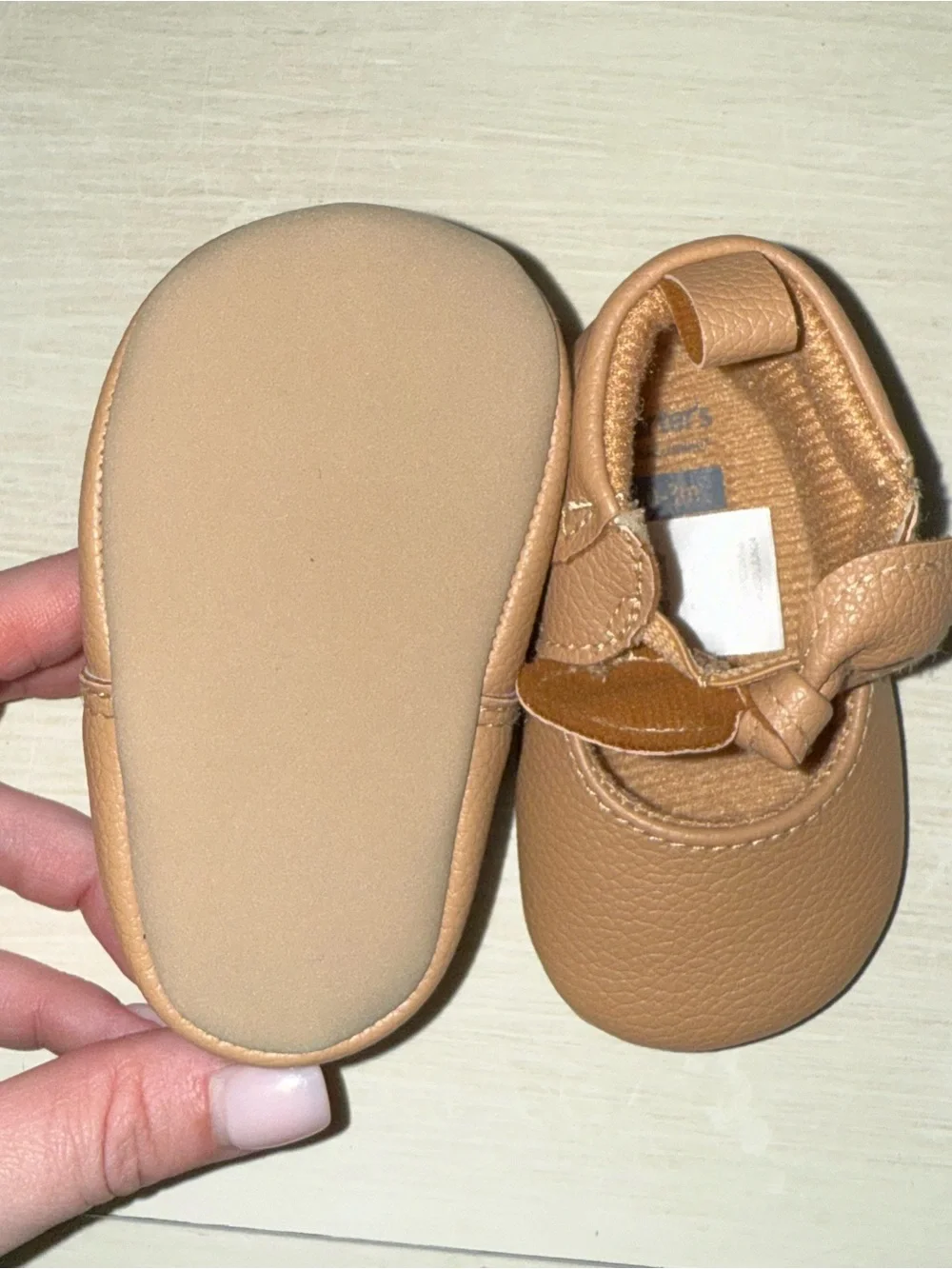 Carter's Tan Mary Jane Bow Baby Shoes